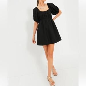 Pomander Place Ares Dress Linen Puff Short Sleeve Mini Black Size XL NEW